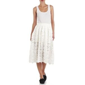 Maje floral applique tulle Lace Midi Skirt